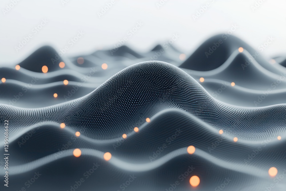 Poster abstract topographic landscape with glowing lights digital art modern futuristic dark style concept 