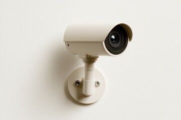 Modern surveillance camera mounted on textured wall ensures security and peace of mind in a minimalist setting