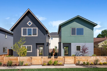 Modern new home construction in Portland, Oregon, featuring contemporary architecture.