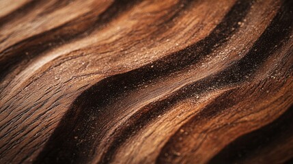 close up texture of woody sandalwood with dust premiumness sensorial in cinematic photorealistic style