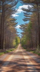 Obraz premium Dirt path vanishing into tree-lined forest