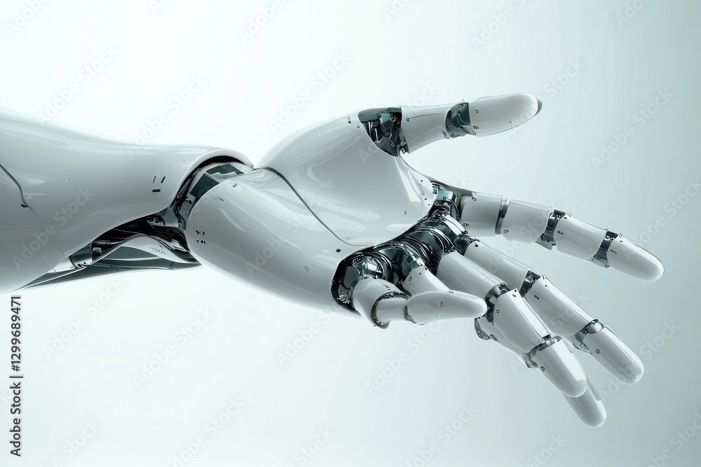 Aufkleber elegant robotic hand with intricate details against a soft gradient futuristic concept robotic desig