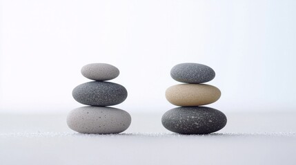 Zen Stones Balanced on White Surface