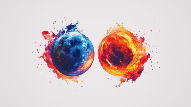 Two Worlds Collide Abstract Earth & Fire