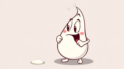 milk drop sick with limping stick. cartoon mascot vector