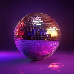 Obraz premium Glittering Disco Ball in Colorful Purple and Pink Lighting Effects