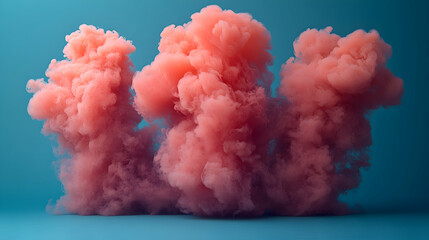 Pink Smoke Clouds on Teal Studio Background