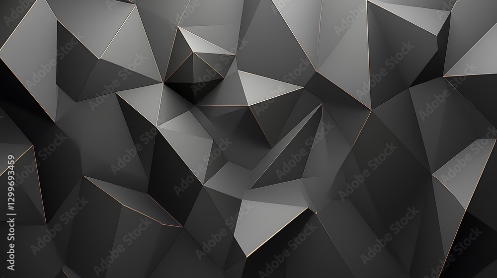 Poster abstract geometric formations creating depth and texture with low poly design in shades of gray pale