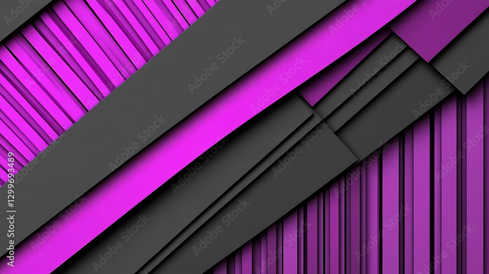Poster abstract geometric composition with dynamic layered shapes in purple and dark gray tones visual desi