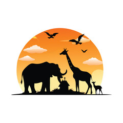wild animals silhouettes
