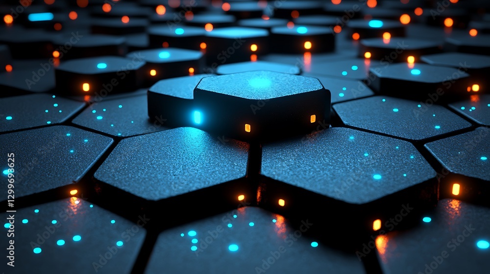 Poster abstract hexagon pattern with illuminated edges data network connection visual system innovation