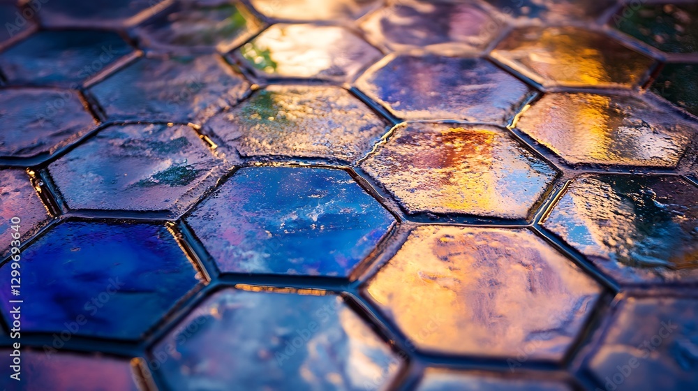 Aufkleber abstract hexagon tile surface with colorful texture geometric design decorative art