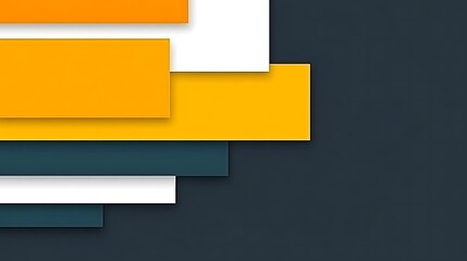 Obraz premium Abstract Layers of Geometric Shapes in Orange White Blue and Yellow on Dark Gray Background Texture