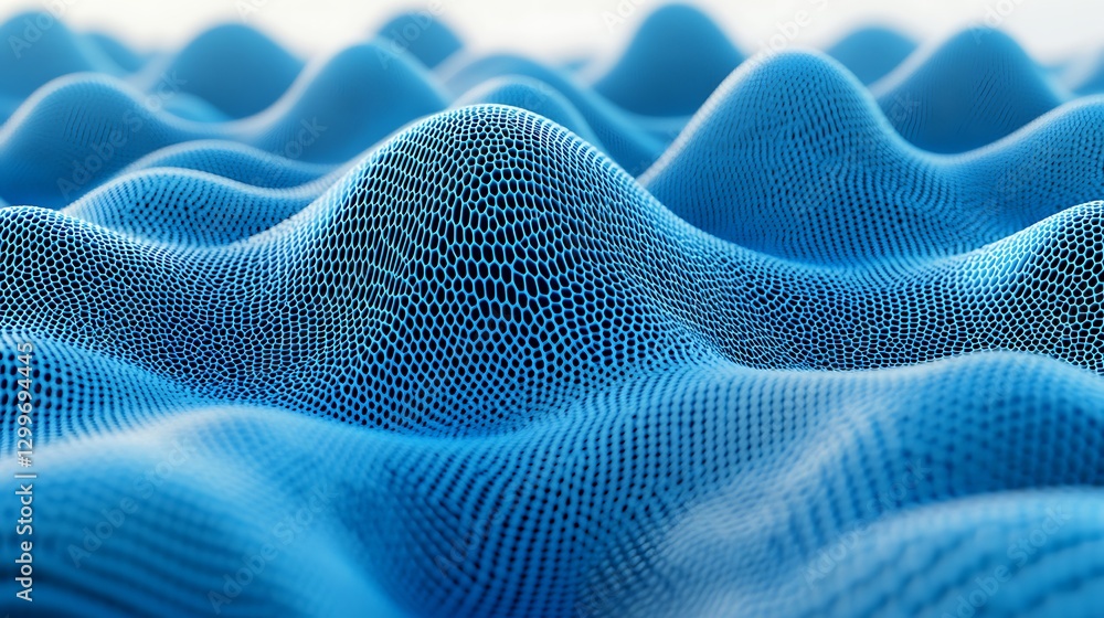 Aufkleber blue abstract wavy surface with honeycomb texture graphic design element digital art background