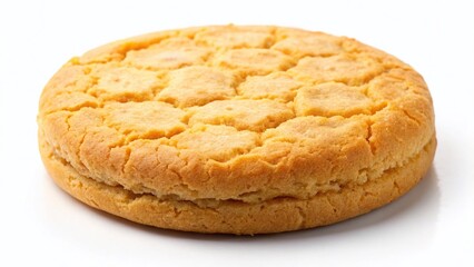 Single Bourbon Style Biscuit Isolated on White Background, Crisp Detailed Close-up