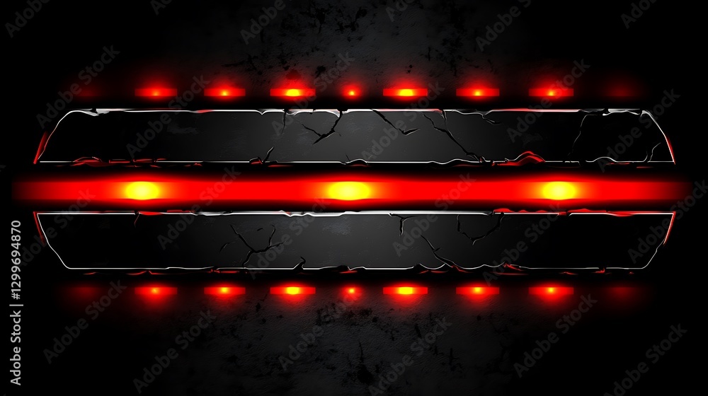 Poster dark metallic panel with glowing red accents futuristic design and abstract techno background elemen
