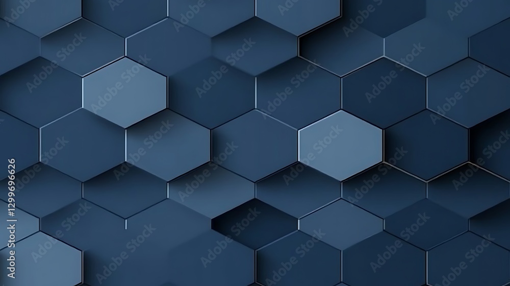 Poster modern hexagonal tiled pattern with blue hue gradients a seamless geometric design structure art