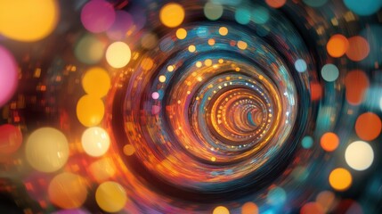 Vibrant Swirling Abstract Background with Glowing Colorful Lights