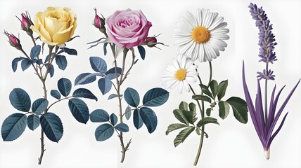 A timeless design featuring delicate flowers interspersed with branches and leaves