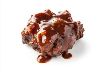Delicious beef meat slow cooked glazed in dark brown barbecue sauce a culinary delight