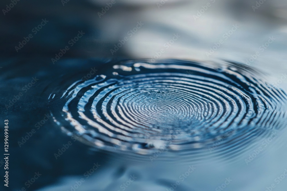 Poster Concentric Ripples in Deep Blue Water Creates Dynamic Patterns and Captivating Visual Effect Fresh Backdrop