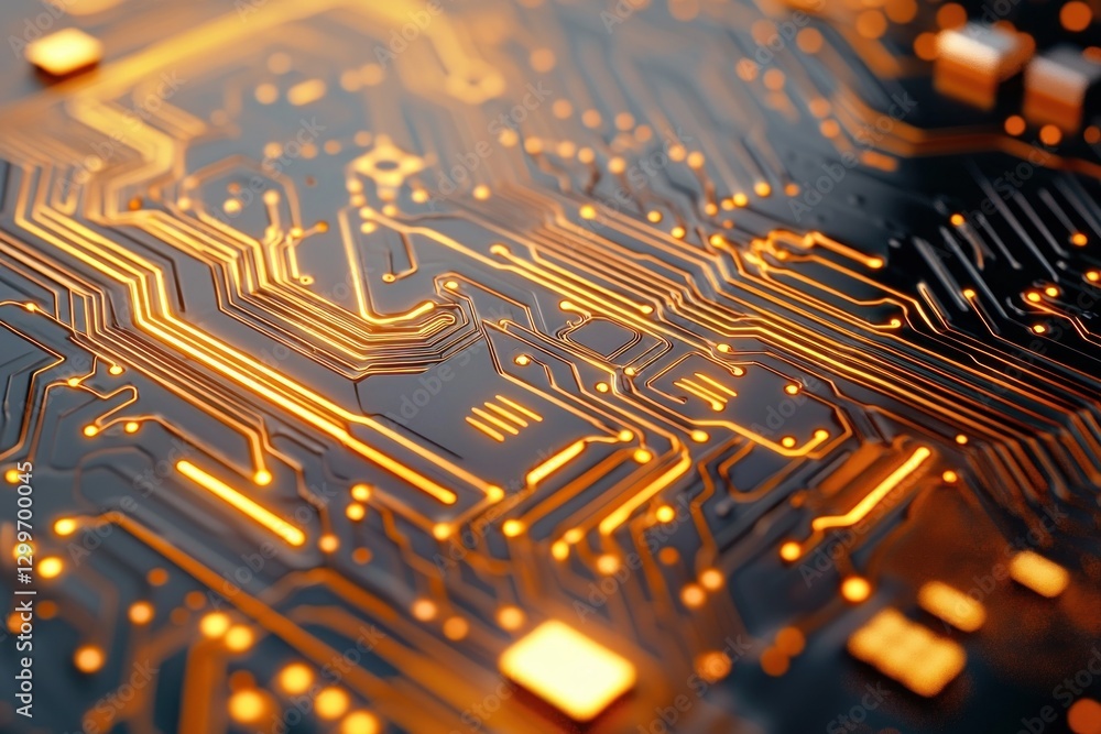 Aufkleber futuristic circuit board design with glowing paths intricate network connections and modern tech aes