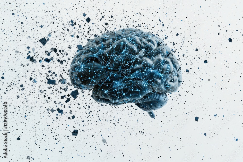 Poster artificial intelligence brain neural network digital connection innovation technology creativity ide