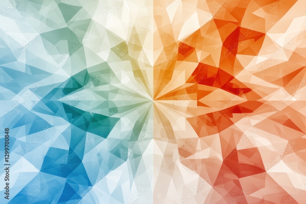 Poster abstract geometric pattern with a cool blue and warm orange gradient for modern backdrop design