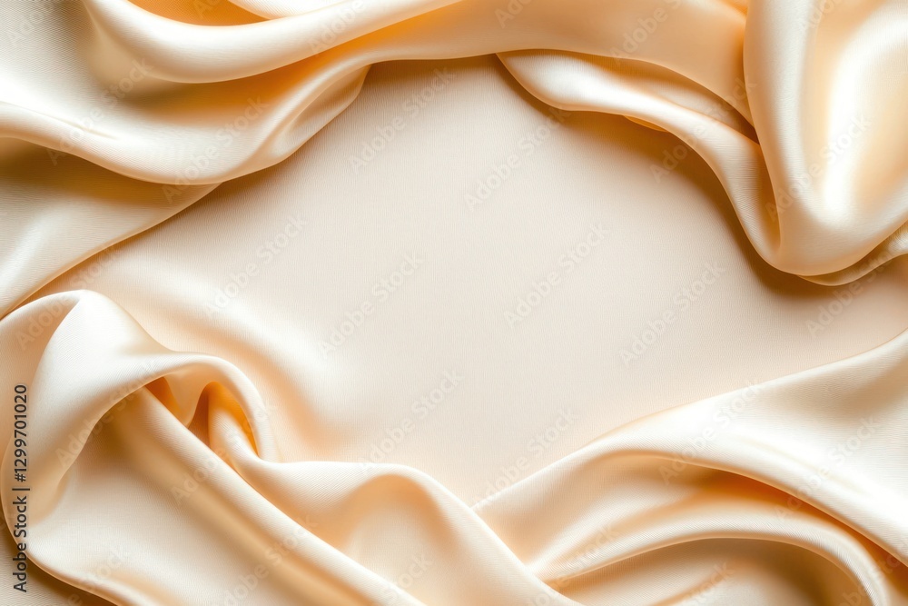 Poster luxurious peach satin fabric folds create an inviting frame blank area for text or design