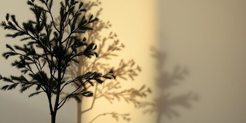 A cozy Christmas tree with warm lights against light background creating calm ambiance, festive, warm