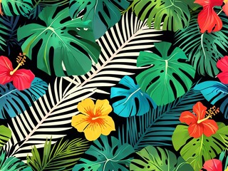 Vibrant Tropical Paradise: A Lush Tapestry of Exotic Flora