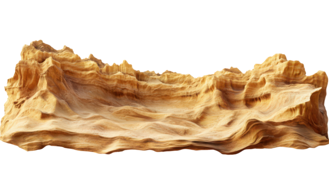 Detailed sandstone plateau with layered geological formations isolated element