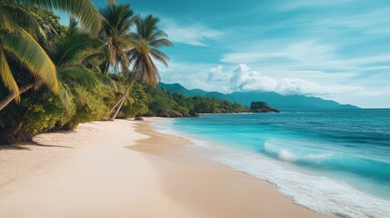Tropical beach scene exotic location photography scenic beauty panoramic view nature's serenity