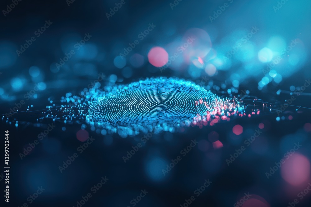 Poster digital fingerprint biometric authentication security with abstract technology background and futuri
