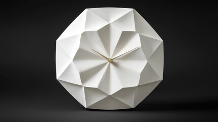 Elegant geometric wall clock modern minimal style against dark black background high resolution studio shot