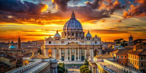 St. Peter's Basilica Rome Sunset Low Light Dramatic Architecture