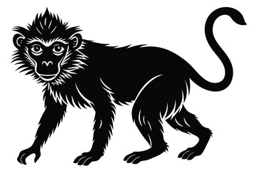 Obraz premium Monkey black silhouette on a white background