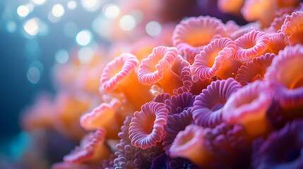 Obraz premium A group of colorful sea creatures with orange and white shells