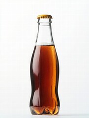 Classic Glass Bottle with Brown Soda and Golden Bottle Cap