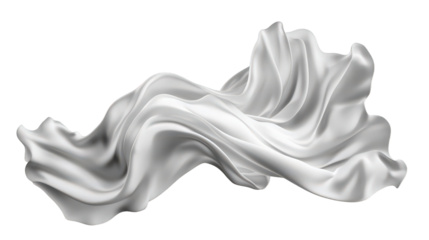 Elegant floating silk fabric artwork with flowing waves and artistic ripples