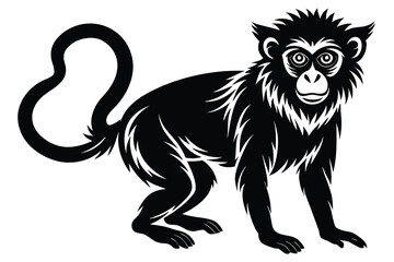 Obraz premium Monkey silhouette isolated on a white background Vector illustration