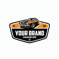 Classic american muscle car logo badge emblem vector isolated