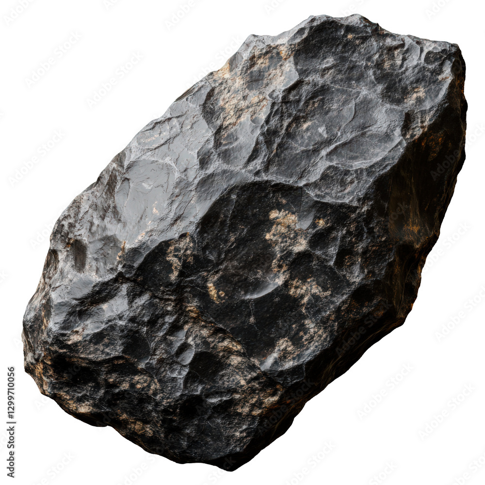Poster textured andesite rock fragment or boulder with visible geological features