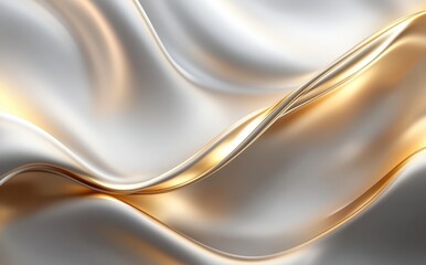 Elegant Blend of Silver and Gold Fabric Waves Evoking Luxury, Sophistication, and Fluidity in Textured Textile Background