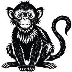 Obraz premium Monkey silhouette black and white