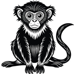 Fototapeta premium Monkey silhouette black and white
