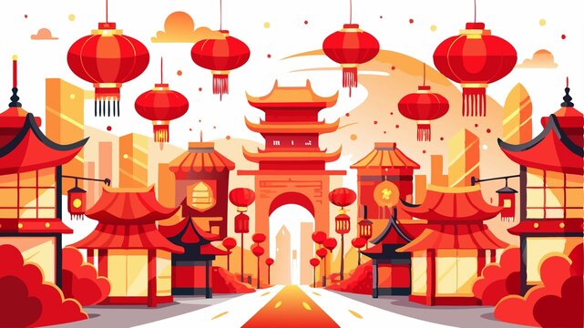 The vibrant energy of Chinatown is amplified tenfold during Lunar New Year, as countless red lanterns create an enchanting and immersive atmosphere, their warm glow illuminating the bustling streets
