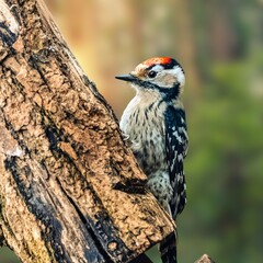 Lesser Spotted Woodpecker (Dryobates minor) – Small Woodpecker in Natural Habitat