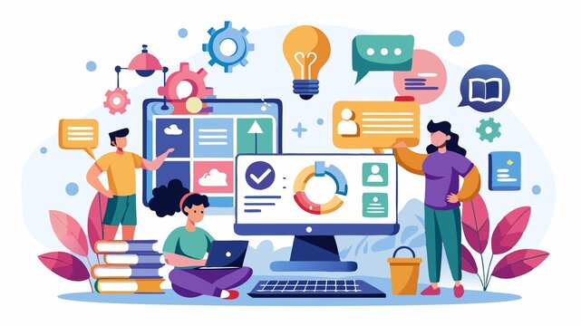 A tech-enabled coding bootcamp concept incorporating the latest technologies, online learning platforms, and collaborative coding environments, providing students with hands-on experience using indus
