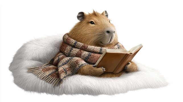 Happy capybara celebrates valentine's day with heart
